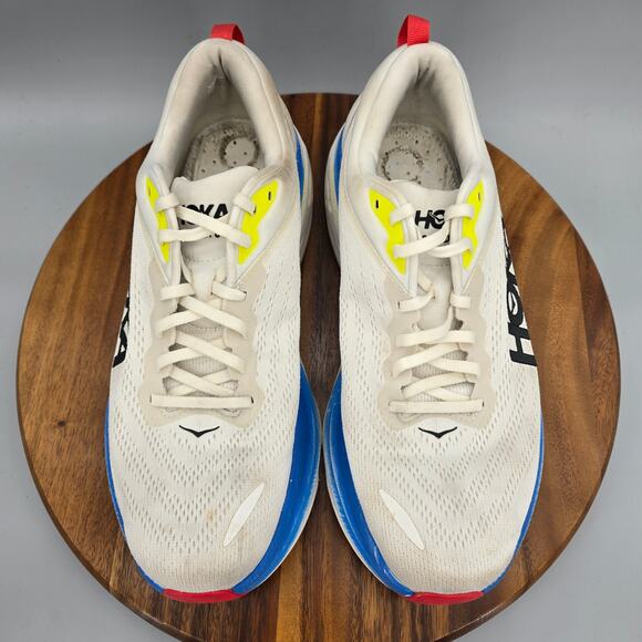 Hoka One One Bondi 8 Shoes Mens 11.5 D White Blue Walking Sneakers NO INSOLES main image 6
